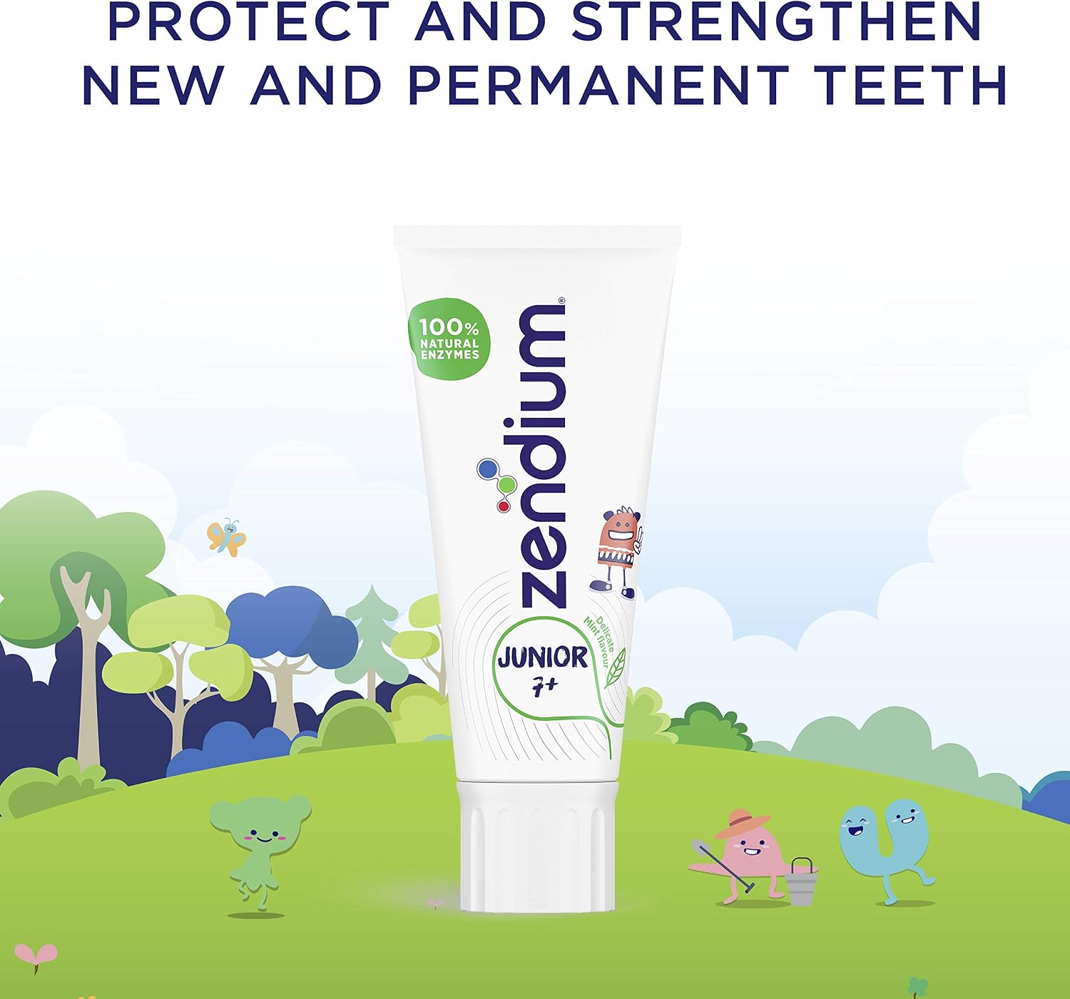 Zendium Natural Enzymes Delicate Mint Flavour Juniors Toothpaste for 7+ years, 50 ml, 50 ml (Pack of 1) - Image 3