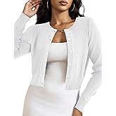 LETDIOSTO Cropped Cardigan Bolero Shrug for Women, Button Down Long Sleeve Knit Sweater for Dresses,for Jeans, XS to XL