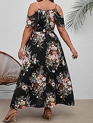 Floerns Women's Plus Size Cold Shoulder Short