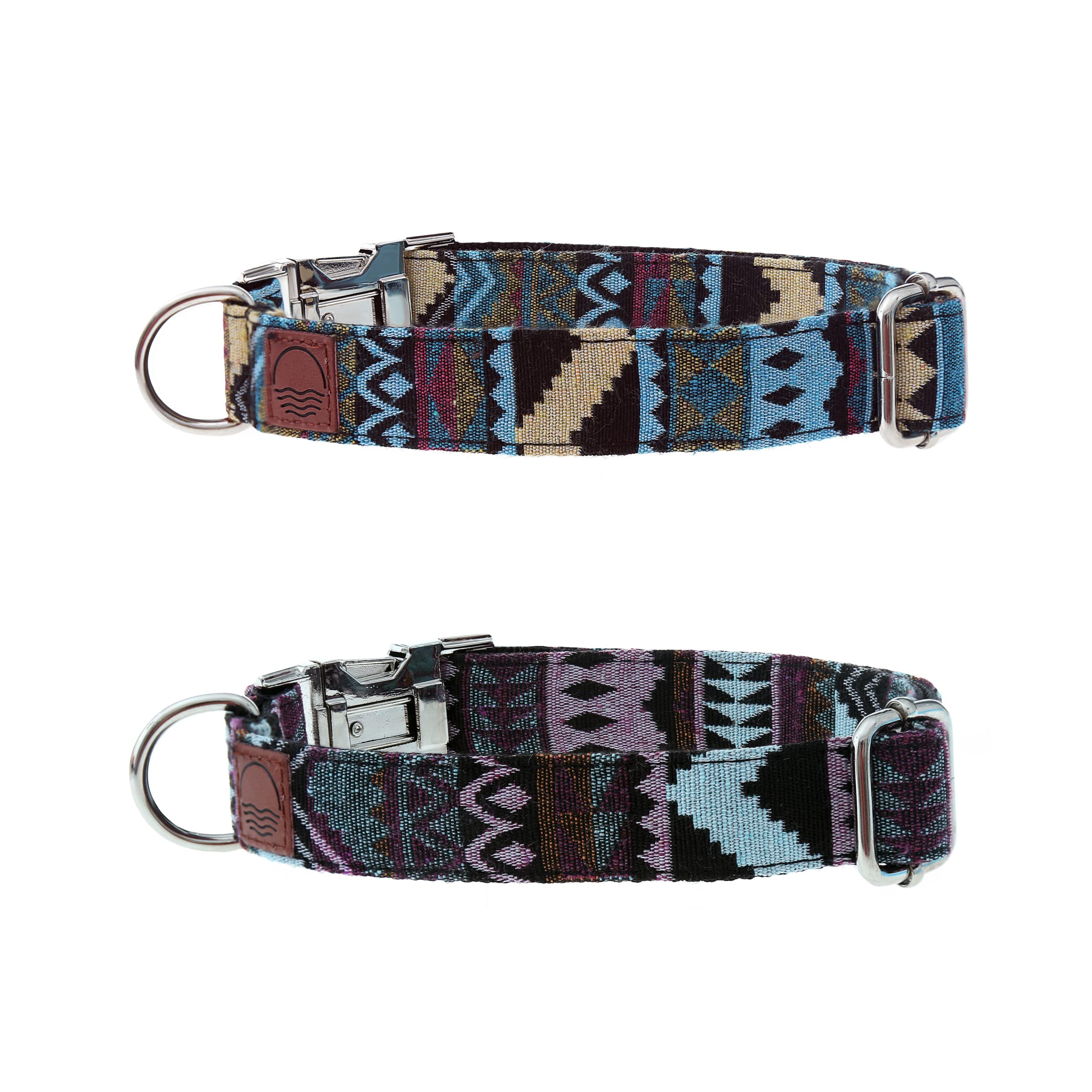 Made by Nami Boho Dog Collar Set of 2 Made of Nylon – Various Sizes for Large and Small Dogs – Adjustable with Metal Clasp – Breathable & Lightweight – Premium Dog Collars (XS (22-32 cm))