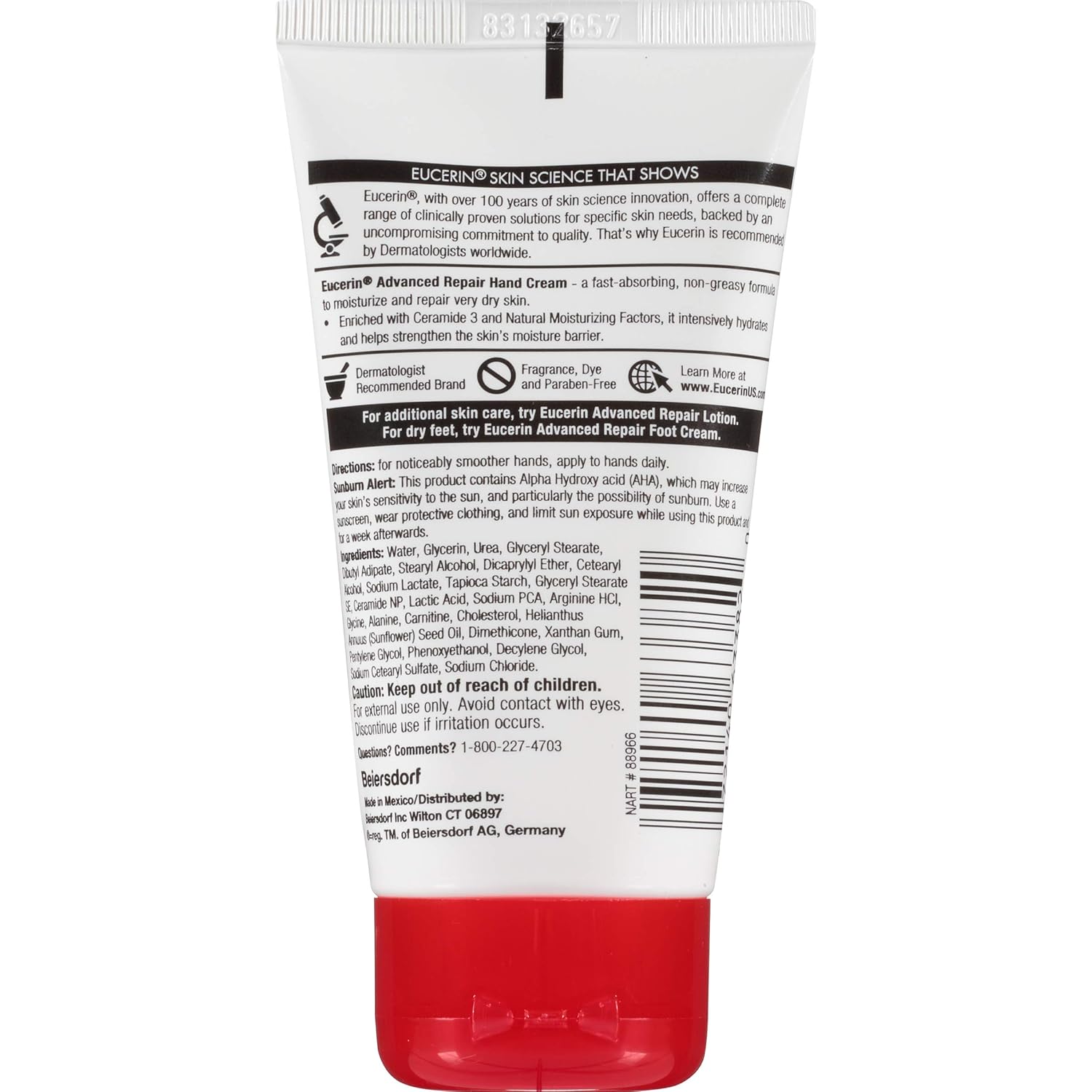 Eucerin Advanced Repair Hand Cream - Pack of 3, Fragrance Free, Hand Lotion for Very Dry Skin - Use After Washing With Hand Soap, Travel Size - 2.7 oz. : Beauty
