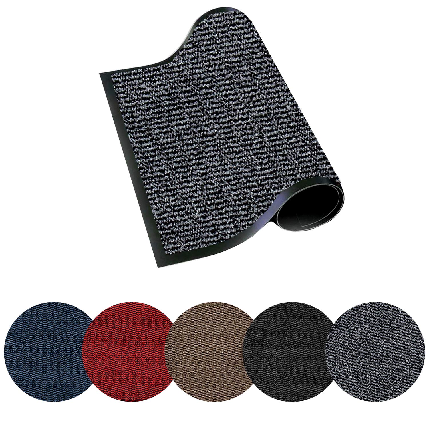 Trendsco - Dirt Trapper Door Mat Indoor & Outdoor - Non Slip Rubber Backing Carpet and Floor Mat for Home, Kitchen & Office - Super Absorbent Washable Rug Mat for Front & Back Door (Grey || 50 x 80)