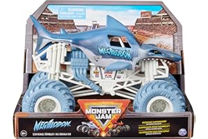 Monster Jam, Official Megalodon Monster Truck - Retro 2017 Original Edition 1:24 Scale Die-Cast Vehicle and BKT Tread Tires, Collectible for Fans & Birthday Parties, Kids Toys Ages 3+
