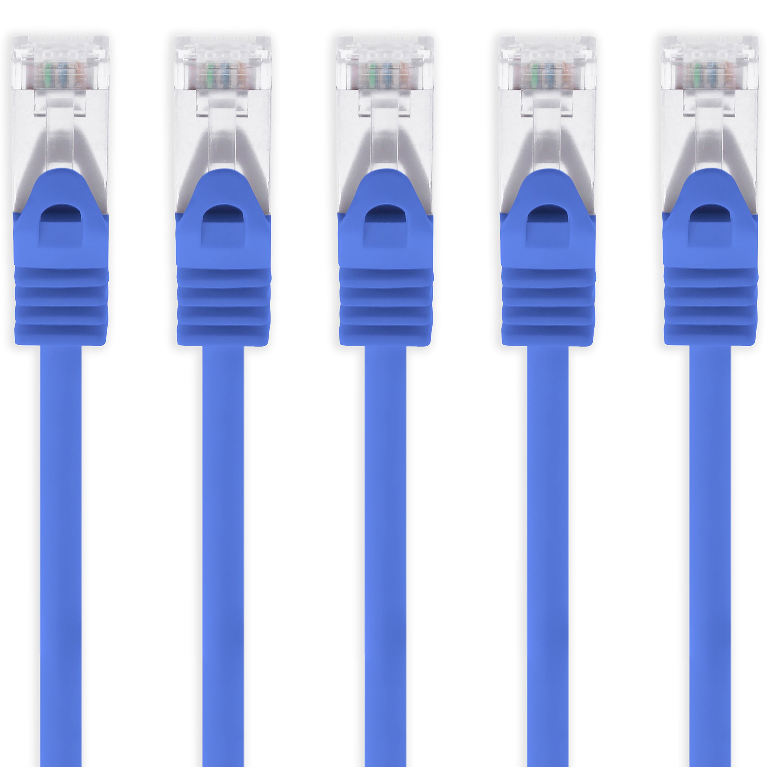 1aTTack.de 0.5 m - blue - 5 pieces Cat7 network cable SFTP patch cable Lanka cable raw cable 10 GB/s - 500 MHz assembled with 2 RJ45 plugs Cat 6a