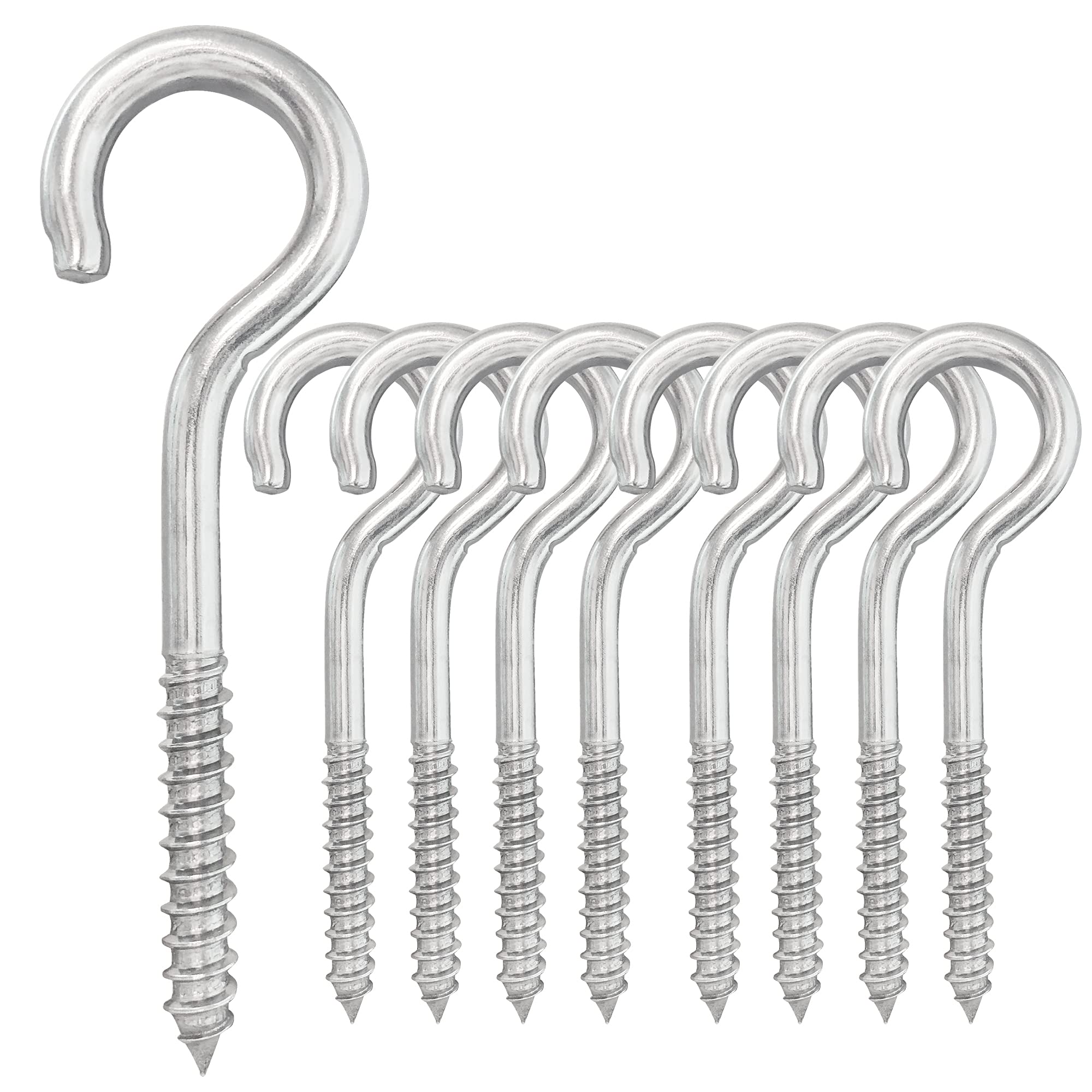 5 inch 8-Pack 304 Stainless Steel Heavy-Duty Screw Eye Hook Eye Bolts, Suitable for Rowing Racks, Hammock, Awning, Hanging Chair, Swing Chair, Fixed Cable, Chain，Hanging Basket (8-Pack)
