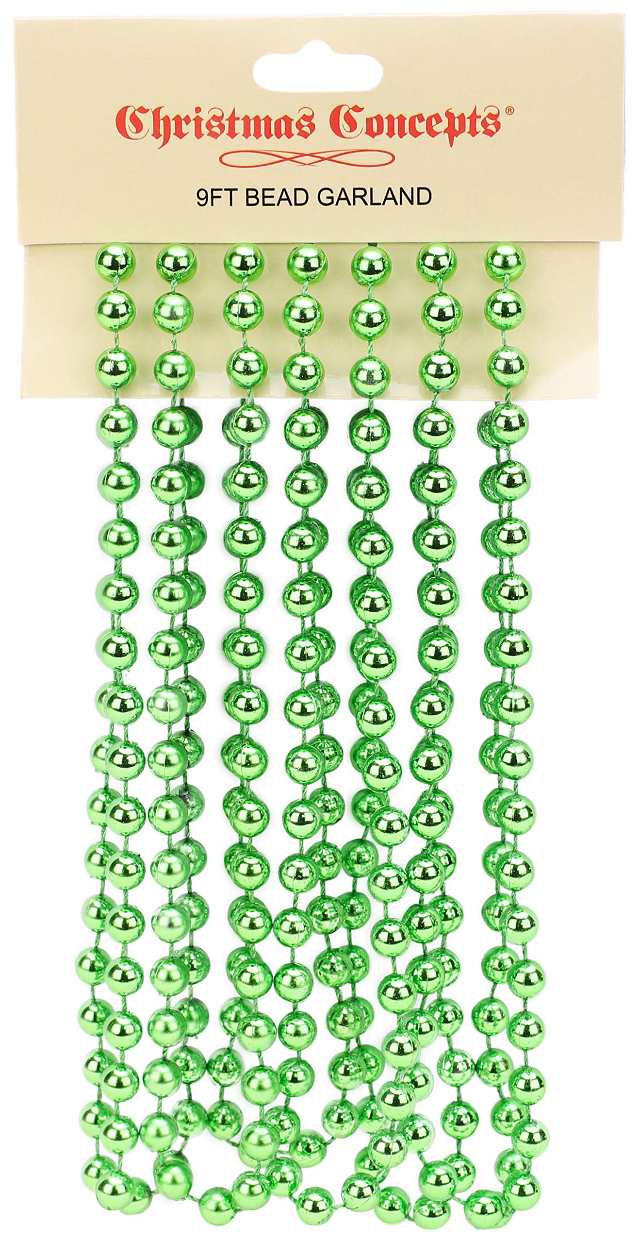 Christmas Concepts® 9ft Christmas Bead Chain - Christmas Bead Garlands - Decorations (Lime Green)