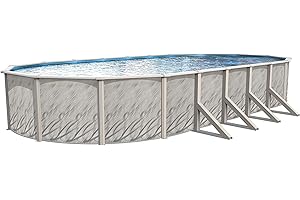 Lake Effect Pools 'Meadows' 18 ft x 33 ft Oval Above Ground Swimming Pool | 52 Inch Steel Side Walls | Kit Includes: 25 Gauge Overlap Liner & Widemouth Skimmer