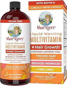 MARYRUTH'S Liquid Multivitamin+Hair Growth | Clinically Tested for Thicker Hair & Facial Wrinkles in Women | Biotin 10000mcg 
