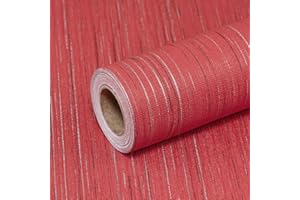 Qianglive Red Grasscloth Peel and Stick Wallpaper Texture Contact Paper 15.7"x120" Vintage Wallpaper Removable Waterproof Wall Paper for Room Walls Cabinets Furniture Drawers Desk