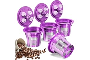 Universal Refillable Coffee Pods with 5 Holes for K Cups, Filters with Food Grade Stainless Steel Mesh Fit for Keurig, Compat
