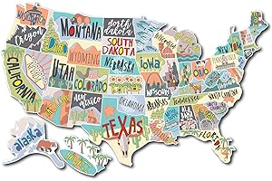 FAIRWINDS DESIGNS RV State Sticker Travel Map of The United States | 50 States Stickers of US | States Visited Vinyl Decal Bumper Sticker for RVs | USA Tracker for Camper Trailer Accessories