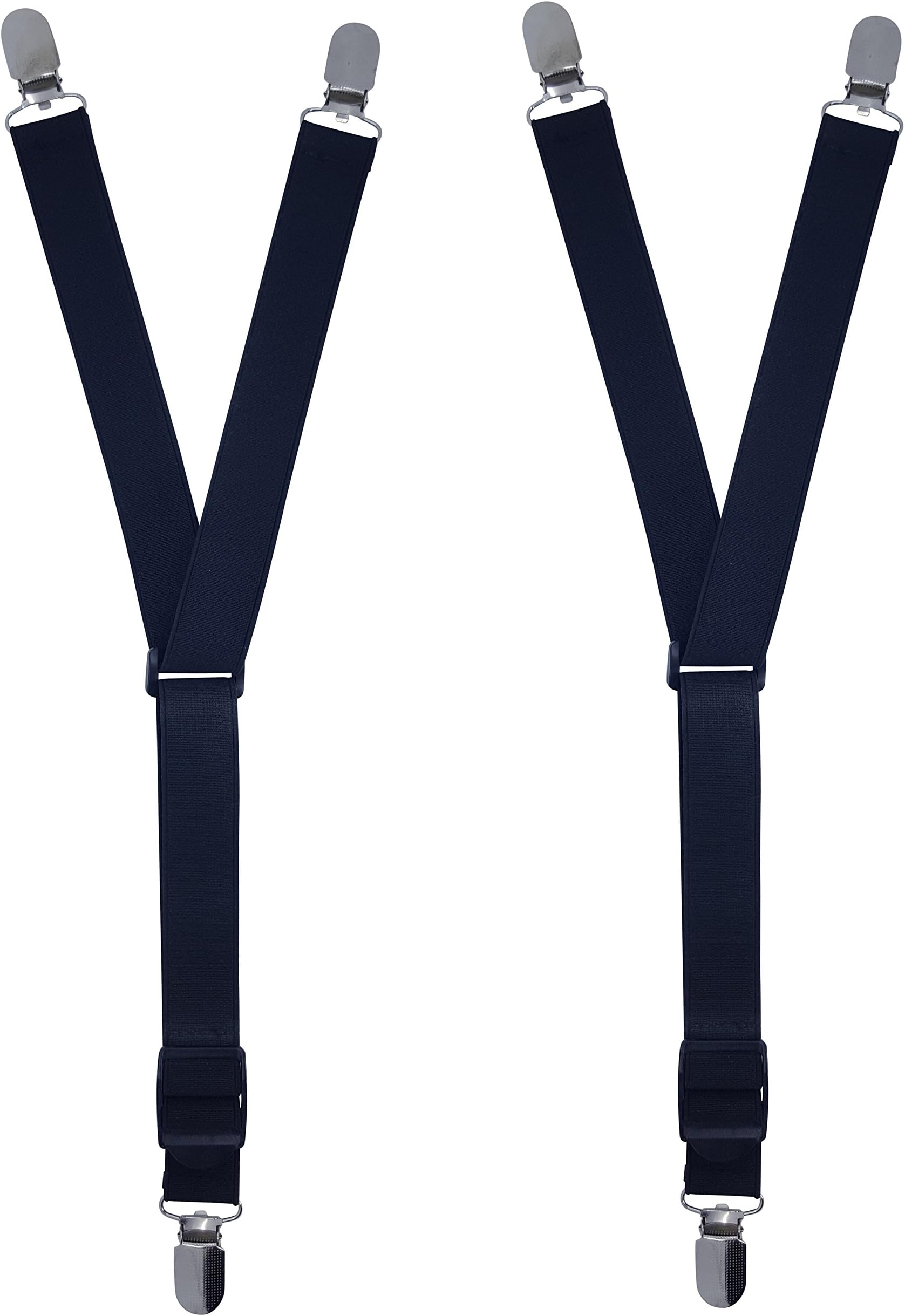 Y-Style Shirt Stays - 1 Pair - with metal clips