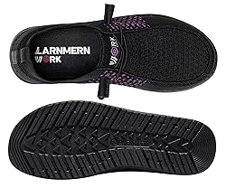 LARNMERN Slip On Steel Toe Loafers Women Work