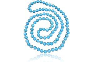 MGR MY GEMS ROCK! 36 Inch 7-8MM Long Polished-Finish Genuine Semi-Precious Stone Endless Infinity Long Beaded Strand Necklace.