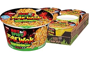 Nissin Hot & Spicy Fire Wok, Sizzlin' Rich Pork, 4.37 Ounce (Pack of 6)