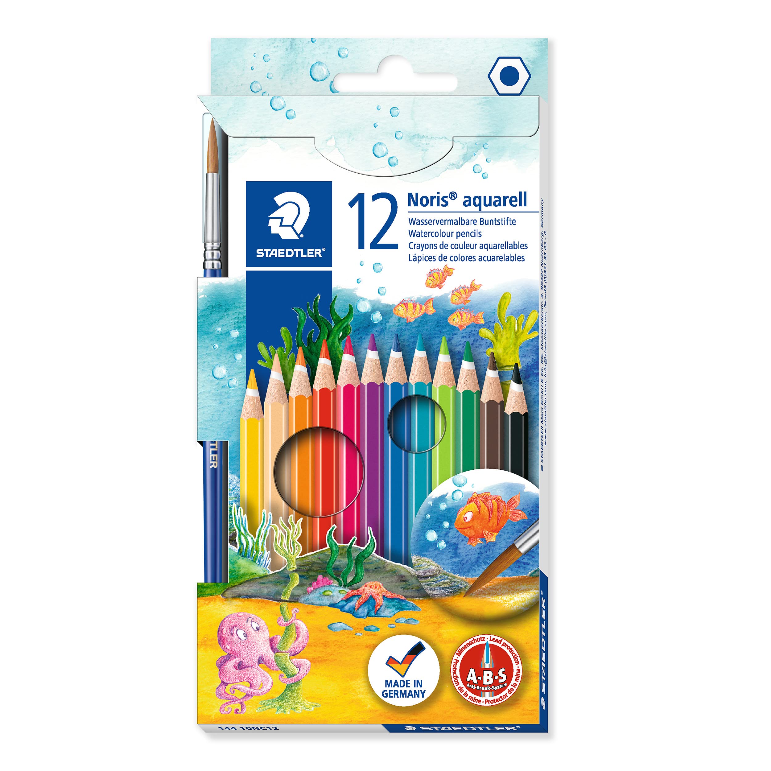 STAEDTLER 144 10NC12 Noris Aquarell Watercolour Pencils - Assorted Colours (Pack of 12)