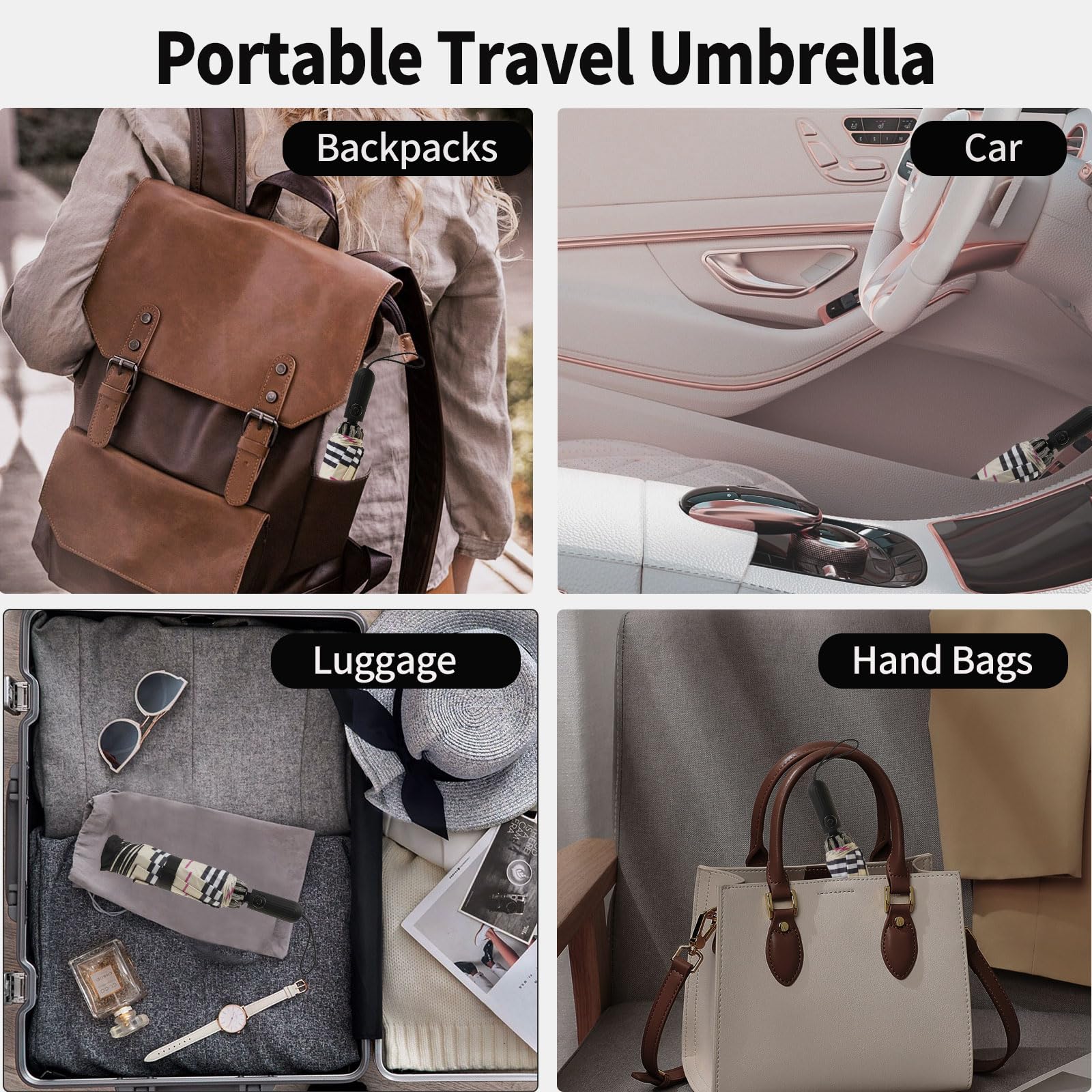 ZDSSM Compact Travel Umbrella Inverted Reverse Umbrellas for Rain & Sun – Small, Portable Windproof, UV Protection Umbrella for Travel, Backpack, Women and Men