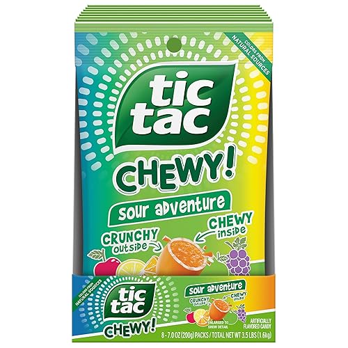 TIC TAC CHEWY! Sour Adventure Candy, Bulk 8 Pack, Sour Candy, 7 oz Each (Packaging May Vary)