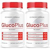 (2 Pack) Gluco Plus Capsules - GlucoPlus Pills Formula Support, GlucoPluss Premium Advanced Formula All Natural Ingredients, Glucoplus Wellness & Overal Health Reviews, 120 Capsules for 2 Months