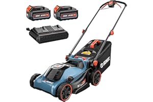 SENIX 40V 15'' Cordless Lawn Mower - 1.3 Bushels Grass Bag, (2) 4Ah Batteries & 3.0A Charger Included