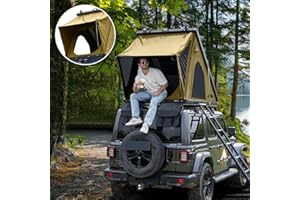 HEYFUN Explorer Rooftop Tent Hardshell with Luggage Racks&Replaceable Netting Rain Curtain, Truck Bed Tent for Camping, Pop Up Overland Roof Top Tents for Truck Jeep SUV Car Van Wrangler Tacoma
