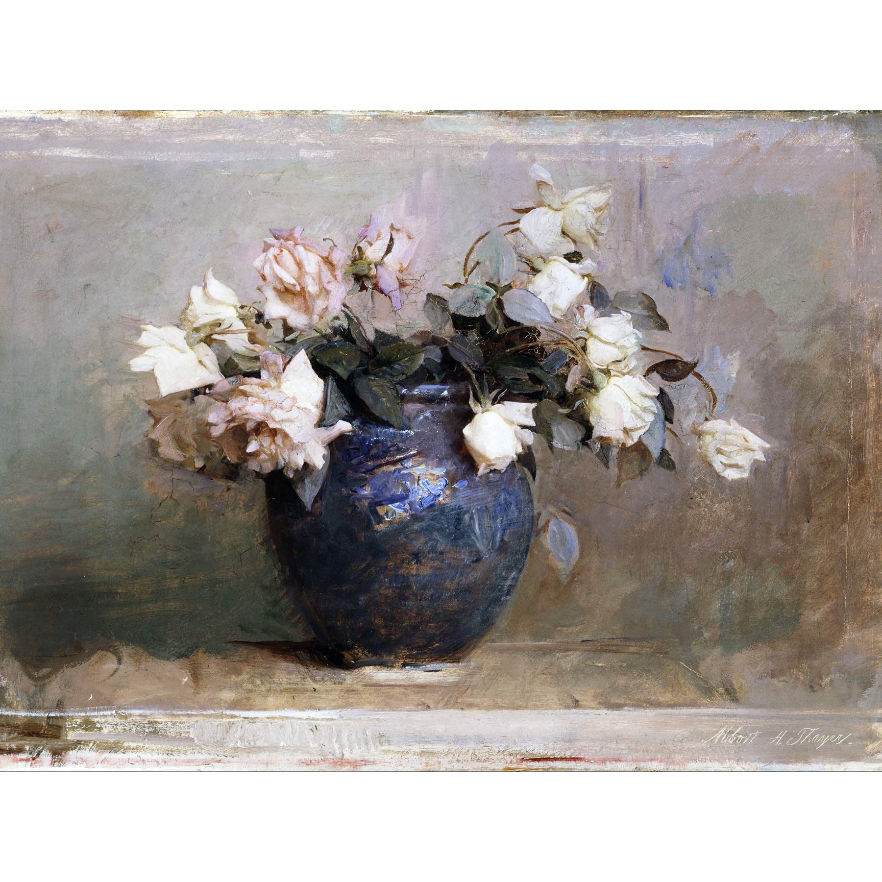 Thayer Roses Vase Painting Large Wall Art Print Canvas Premium Mural