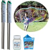 Bubbleventi Giant Bubble Kit | Made in USA | Includes 2 Wooden Wands, a Tips and Tricks Booklet, and 1 Bubble Mix - Makes 4 Gallons of Big Bubble Solution |Use at Birthdays and Family Fun