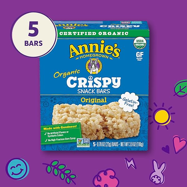 ANNIE’S ORGANIC ORIGINAL CRISPY SNACK BARS, GLUTEN FREE, 3.9 OZ, 5 CT.