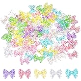150PCS Bow Beads, 18.5x14.5mm Resin Bowknot Charms, Transparent Bow Beads for Jewelry Making, DIY Crafts, Bracelets, Necklaces, Keychains, Pens