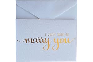 MAGJUCHE I Can't Wait to Marry You Wedding Day Card, to Your Bride or Groom, Gold Foil Notecard Love Note Before I Do
