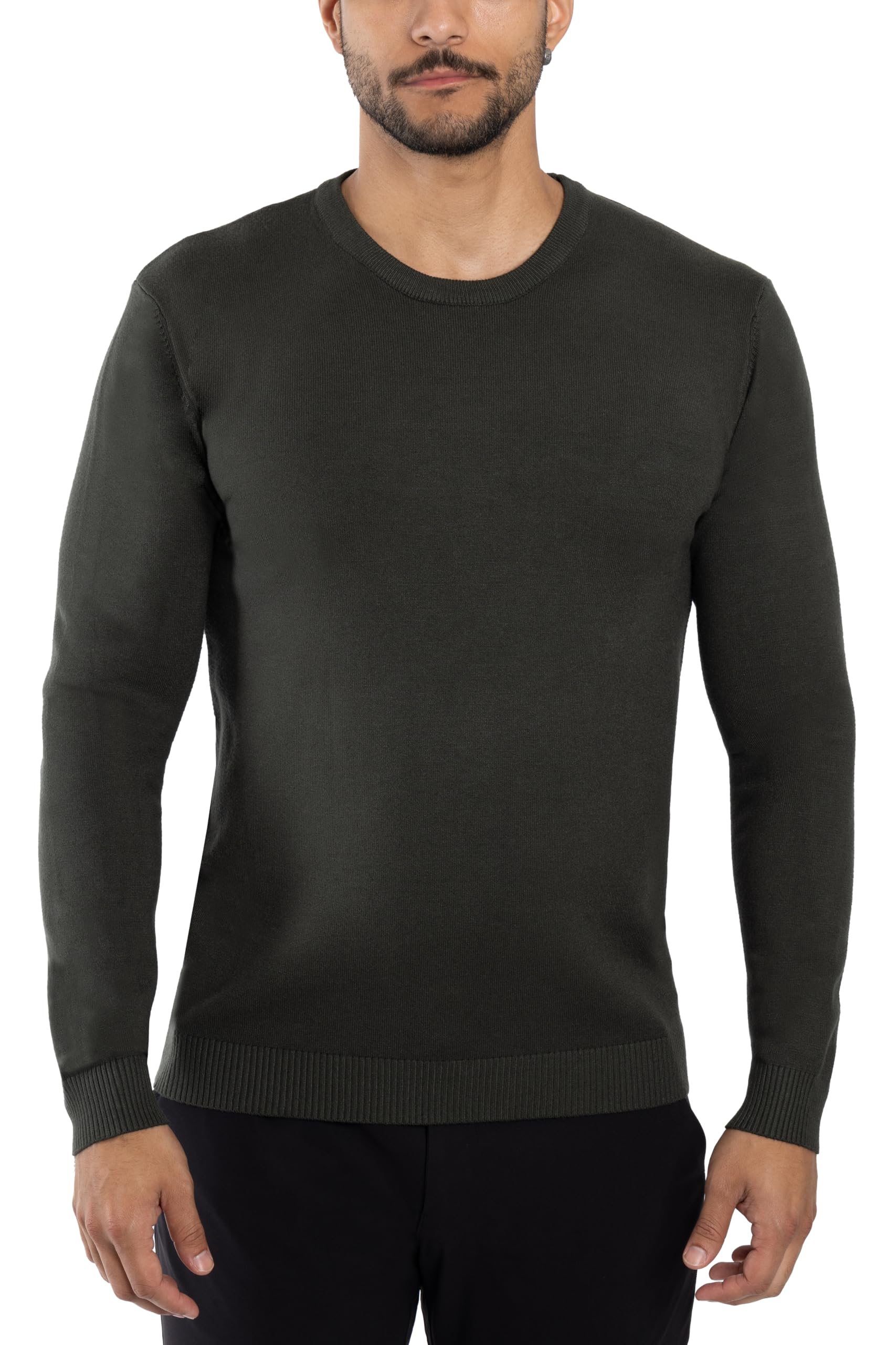 X RAY Mens Crew Neck Sweater Slim Fit Midweight Pullover Sweater for Men for Casual Dressy Wear (Big & Tall Available), Olive, 3X-Large Image