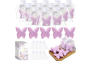 Dunzy 30 Set Butterfly Theme Baby Shower Favors for Guests Christmas Butterfly Soap Favors with Thanks You Cards Gender Reveal Baptism Party Decorations Wedding Bridal Souvenirs (Purple)