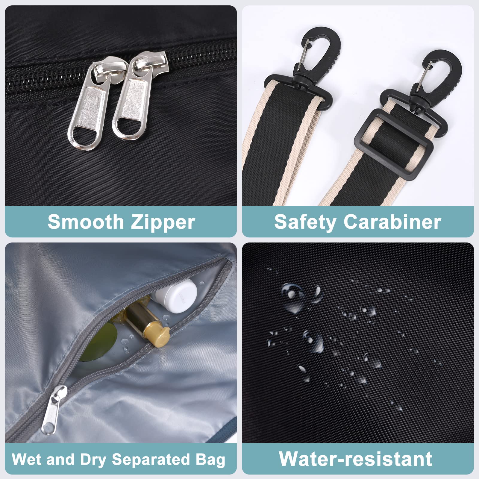 DMLuna Travel Duffel Bag, Tote Sports Gym Bag, Shoulder Overnight Weekender Bag for Women & Men, Hospital bag, Expandable Duffel Bag with Trolley Sleeve/Wet Pocket