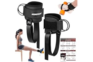 nooncrazy Ankle Straps for Dumbbell and Cable Machine, Dumbbell Foot Attachment with Longer Stronger Nylon Strap, Tibialis Trainer, Leg Extensions, Hamstring Curls for Women and Men
