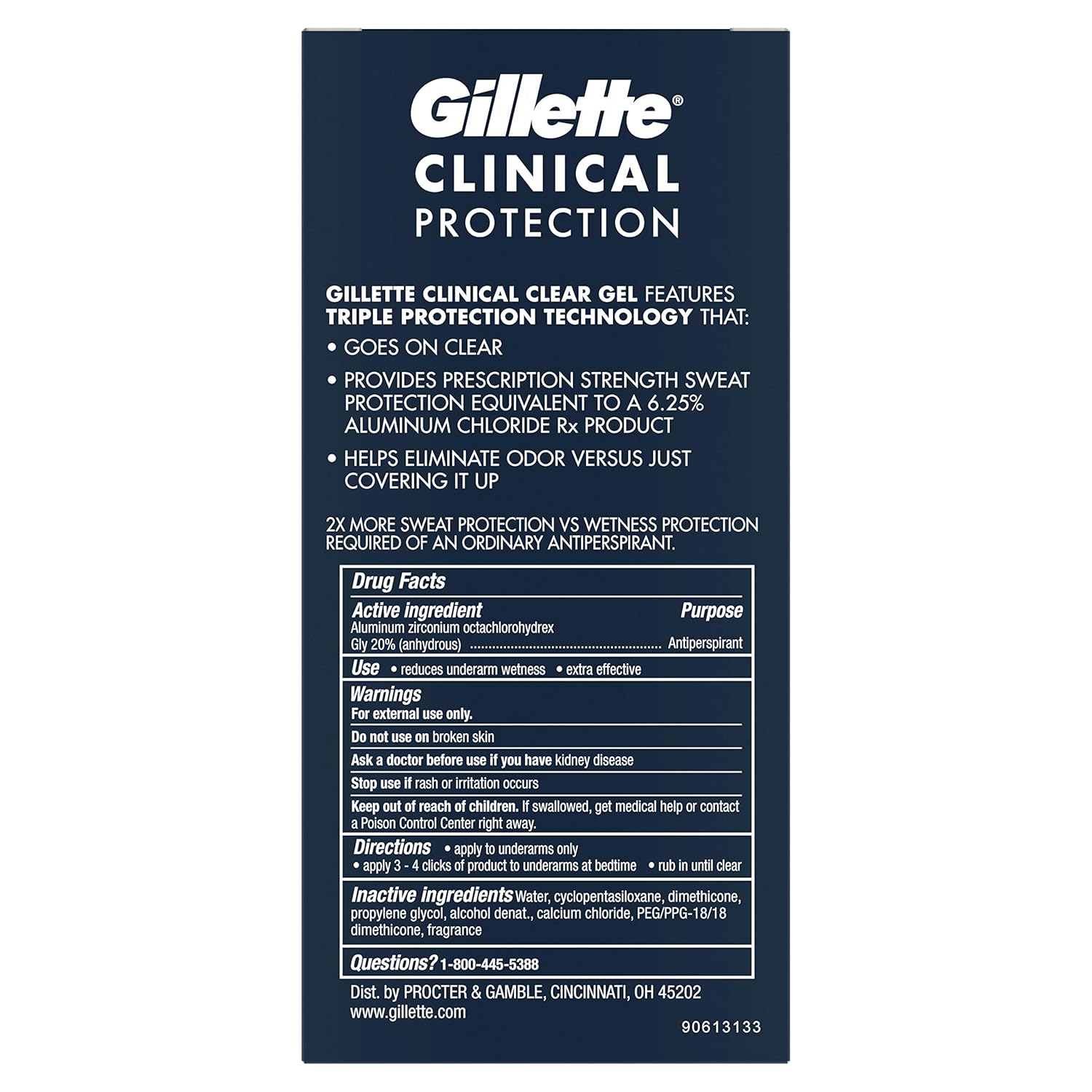 Gillette Clinical Clear Gel Cool Wave Antiperspirant and Deodorant, 2.6 oz : Beauty