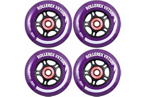 Rollerex VXT500 Inline Skate Wheels – 4-Pack (Optional Bearings, Spacers and Washers) - Durable Replacement Roller Blade Wheels for Indoor & Outdoor Skating (80mm, Royal Purple)