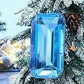 Syhood 9.5 Inch Jumbo Jewel Ornament Large Jewel Ornaments for Christmas Tree Acrylic Glitter Christmas Gem Hanging Decorations for Xmas Wedding Holiday Party Decor(Dark Blue, Rectangle)
