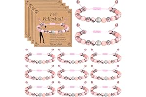 Loetere 12 Set Sport Adjustable Beaded Bracelets Gifts Football Softball Soccer Volleyball Golf Basketball Hockey Bracelets for Women Men Adjustable Beaded Accessories
