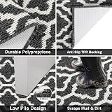 SHACOS Non Slip Hallway Runner Rug 60 x 240 cm Black Geometric Pattern view 2