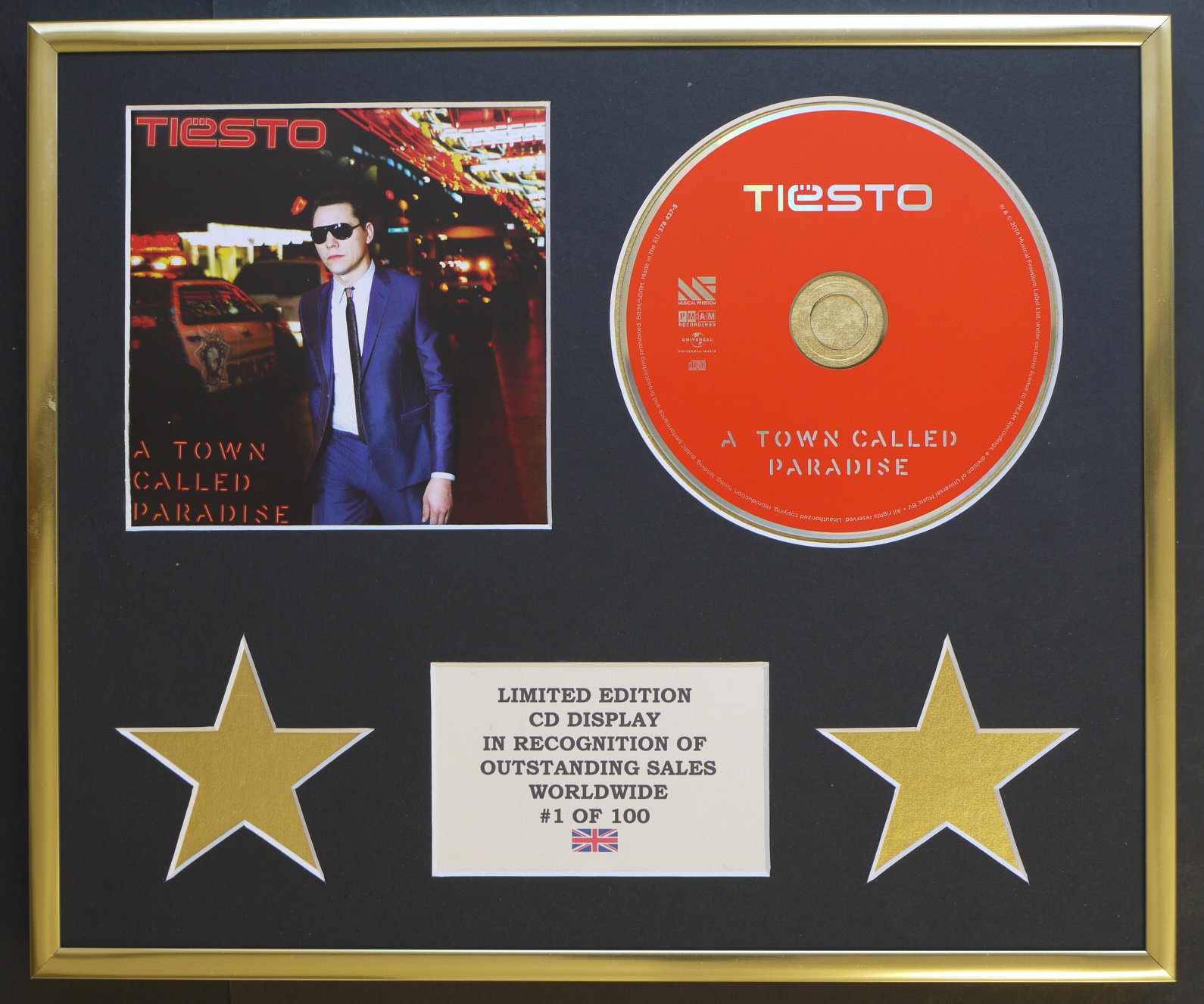 TIESTO/CD DISPLAY/LIMITED EDITION/COA/A TOWN CALLED PARADISE