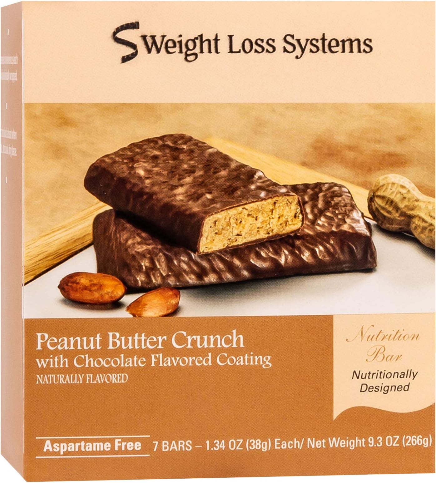 Weight Loss Systems - Protein Snack Bars - Peanut Butter Crunch - with Chocolate Flavored Coating - High Protein - Low Calorie - Kosher - 7/box