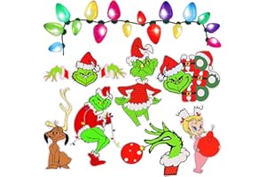 PRULIOPY 70Pcs Christmas Reflective Magnets Set - 7 Pcs Christmas Car Decals with Colorful Bulb Light Refrigerator Garage Magnet Decals Decoration for Cute Xmas Holiday
