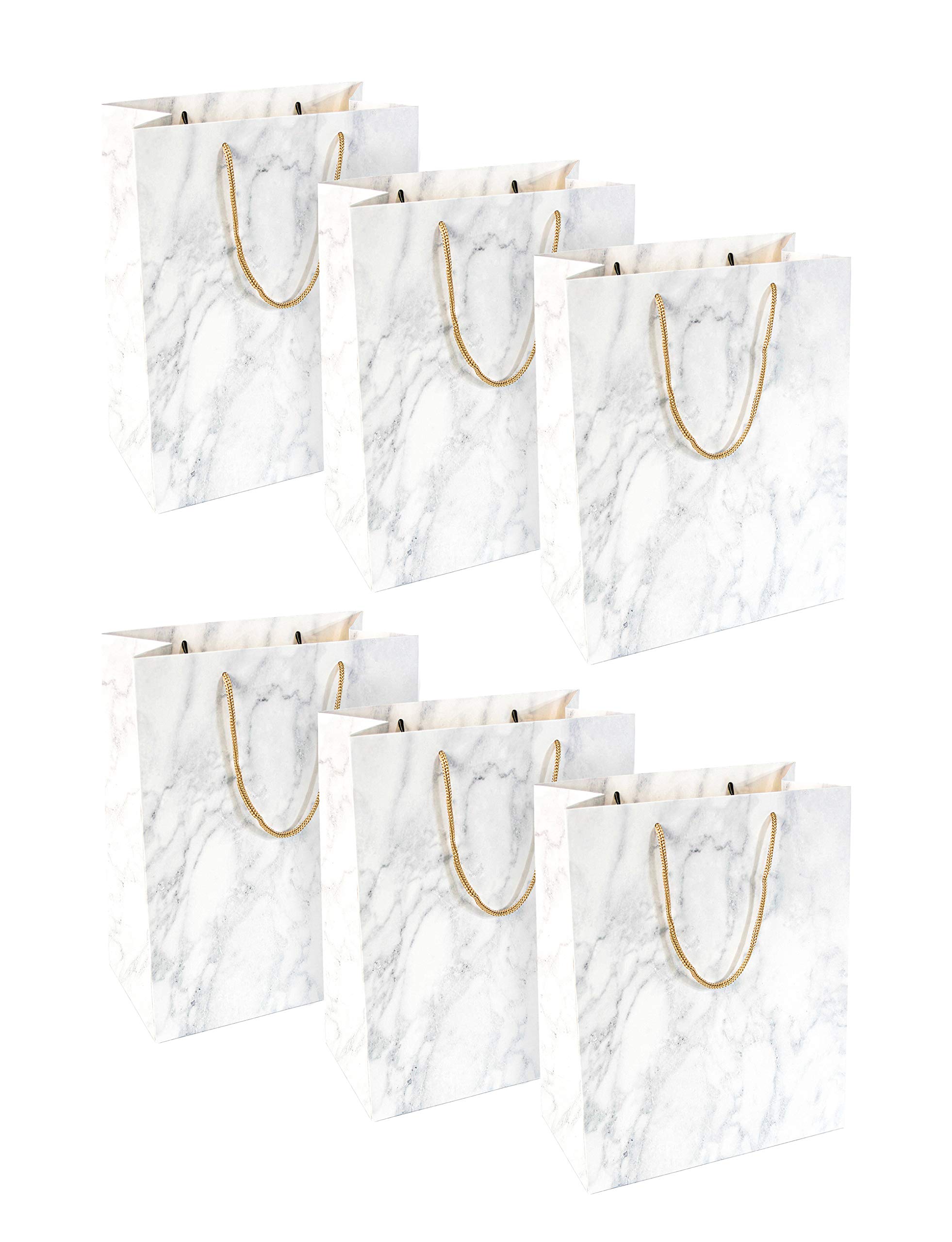 AIMA Set of 6 Large Marble Gift Bags with Handles, Party Gift Bags with Handles, For Birthday Party, Wedding, Celebrations, Present Wrap, Gift Bag