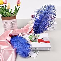 THARAHT Blue Ostrich Feathers 24pcs Natural Bulk