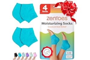 ZenToes Moisturizing Socks for Cracked Heel Treatment, Vitamin E, Olive Oil and Jojoba Oil Heel Socks, Stocking Stuffers for Women, Spa Self Care Gifts for Women (Fuzzy Blue, Regular)