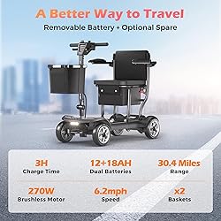 43lb Lightweight Mobility Scooter for Adults