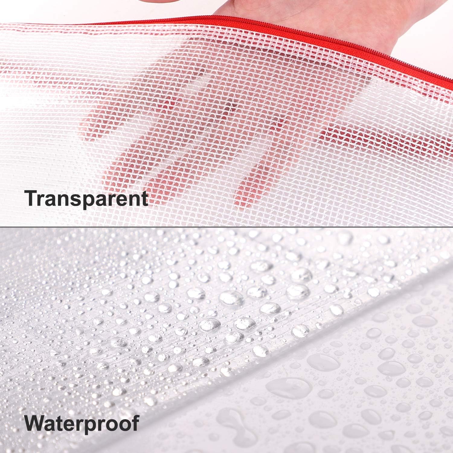 JARLINK 18 Pack 8 Sizes Zipper Mesh Pouch, Waterproof Zipper File Bags Document Pouch Multipurpose Travel Bags for Office Supplies Cosmetics Travel Accessories : Office Products