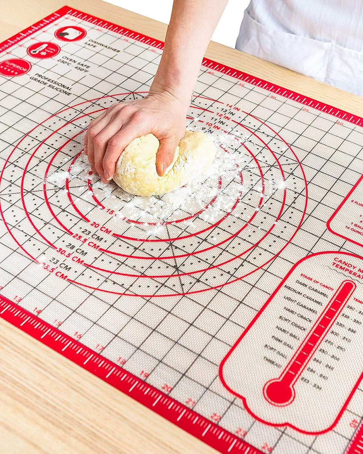 Pastry Mat Silicone Non Slip – Extra Large Thick Non Stick Silicone Baking Fondant Mat - Rolling Dough, Pie Crust, Pizza and Cookies – Easy Clean Kneading Mat With Measurements – 20 x 28 Inch: Kitchen & Dining