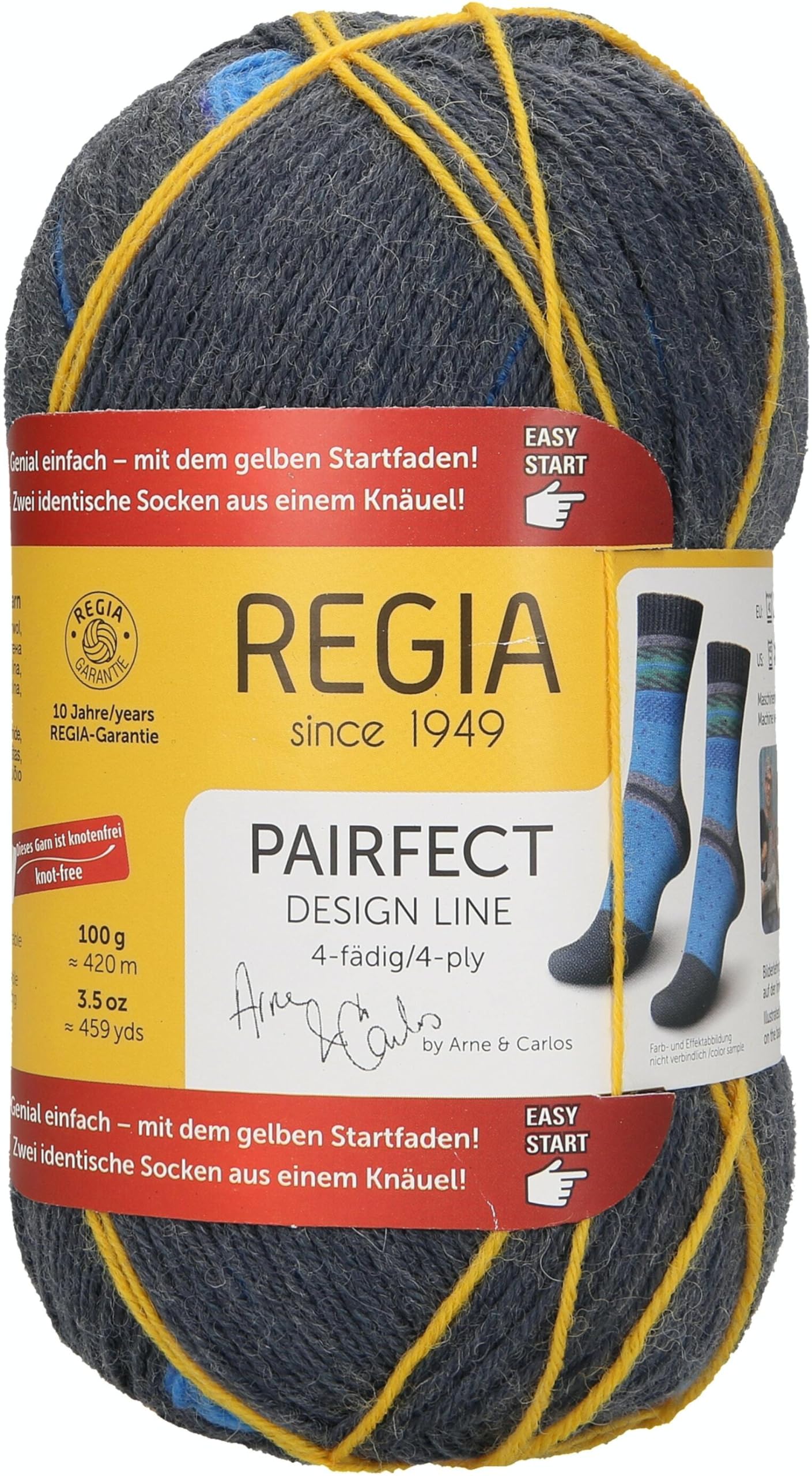 Regia Design Line, 4-Threaded by Arne & Carlos, Hand Knitting Wool/Yarn, Sock Yarn – per 100 g Ball, 75% New Wool, 25% Polyamide, Heroy, 16 x 9 x 7.5 cm