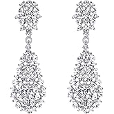 EVER FAITH Women's Austrian Crystal Party Hollow-out Teardrop Dangle Earrings